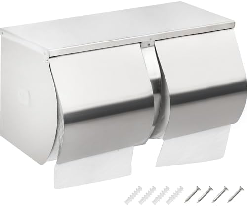 Efficient Durable Double Roll Toilet Paper Holder with Shelf Storage