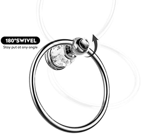 WinMt Essential Chrome Towel Ring Crystal Towel Holder Silver Bath Towel Rack