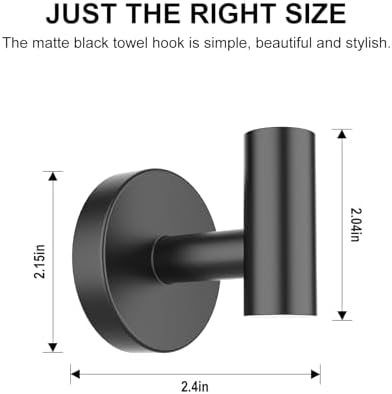 SetSail 4-Piece Matte Black Towel Hooks for Bathrooms