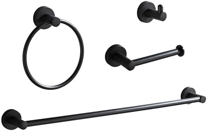 4-Piece Adjustable Bath Towel Holder Matte Black