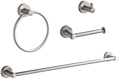 Adjustable 4-Piece Bathroom Towel Rack Brushed Nickel
