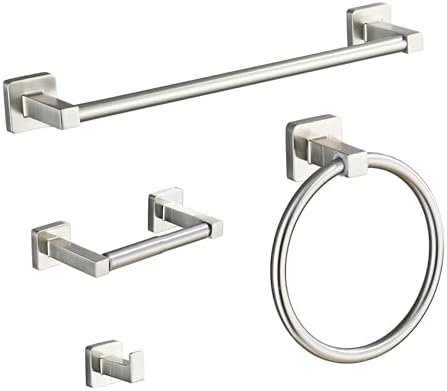Sturdy 4-Piece Bath Towel Set - Stainless Steel in Brushed Nickel