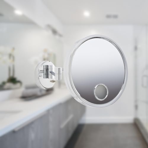 JERDON Chrome Finish Wall-Mounted Makeup Mirror 9-Inch Round 3X Magnification