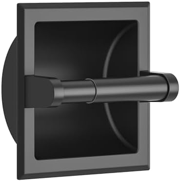 FORIOUS Recessed Toilet Paper Holder Matte Black Space-Saving Design with Mounting Bracket