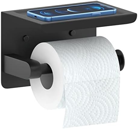 Matte Black Toilet Paper Holder Self-Adhesive Storage for Home