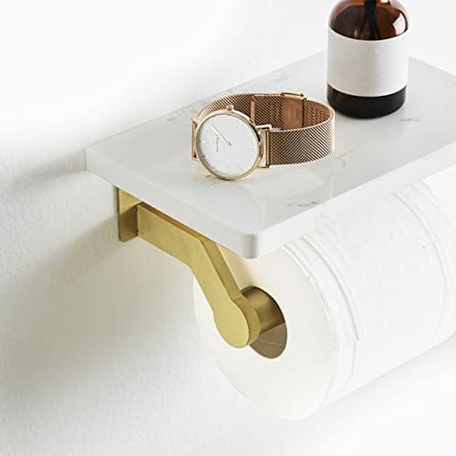Hoimpro Stainless Steel Toilet Paper Holder with Marble Shelf