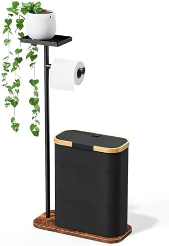 Toilet Paper Holder with Storage Black