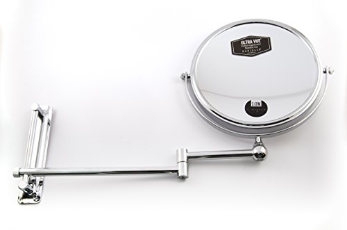 8-Inch Double-Sided Wall-Mounted Adjustable Height Makeup Mirror