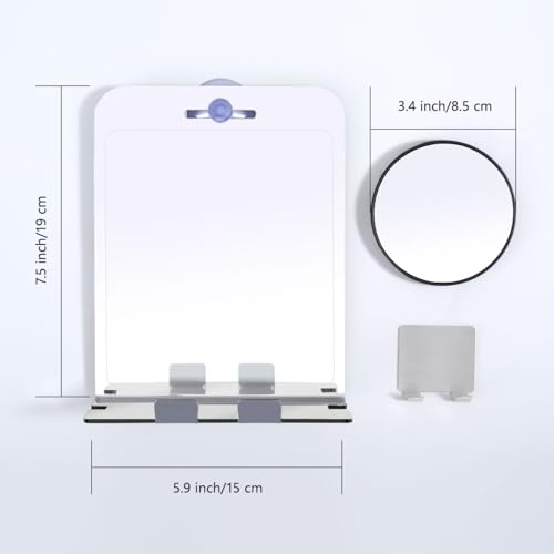 Shinowa Fogless Shower Mirror with Razor Holder and 5X Magnifying Lens