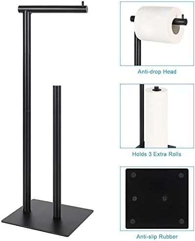 Oyeal Space-Saving Anti-Drop Toilet Paper Holder Rust-Free Black
