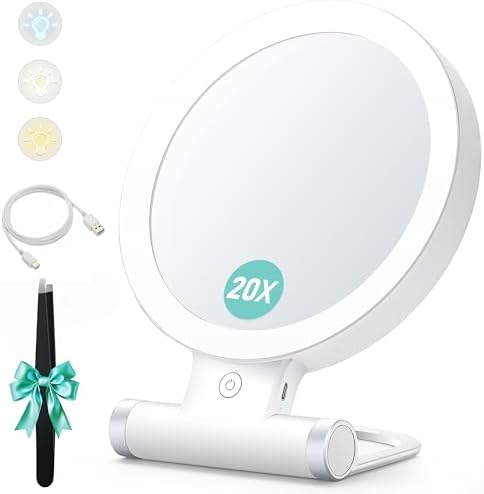 Travel Makeup Mirror with LED Lighting and Magnifying Feature