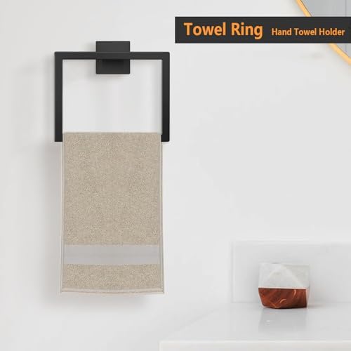 2-Piece Matte Black Stainless Steel Towel Ring for Bathroom