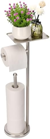Sturdy Functional Toilet Paper Holder with Shelf tray for Easy Storage