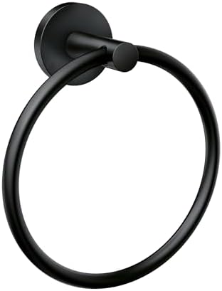 Muen Y5785BL Modern Solitaire Towel Ring Matte Black