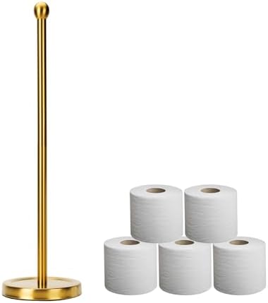 Sturdy Stainless Steel TP Holder Stand for 5 Rolls Gold