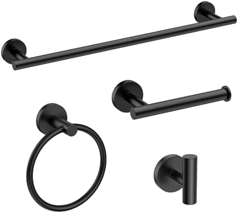 Matte Black 24-Inch Stainless Steel Towel Bar Set
