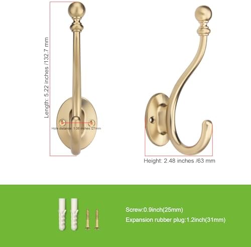 TUNNY 5-Pack Bathroom Coat Hooks