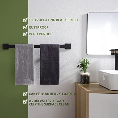 24-inch Matte Black Stainless Steel Towel Bar