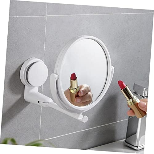 FOYTOKI Compact Wall-Mounted Makeup Mirror with Suction Cup ABS White