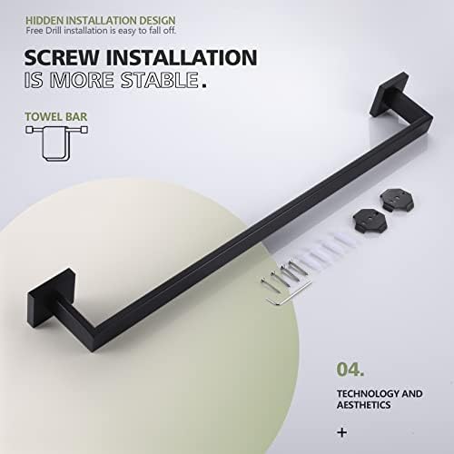 24-inch Matte Black Stainless Steel Towel Bar