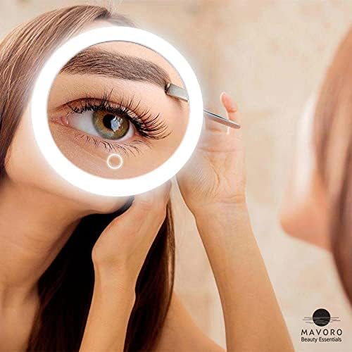 10X Magnifying Mirror with LED Light and 3 Strong Suction Cups