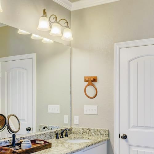Sturdy Honey Oak Wall-Mounted Towel Ring