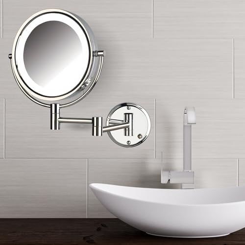 Jerdon Wall-Mounted Makeup Mirror with 8X Magnification