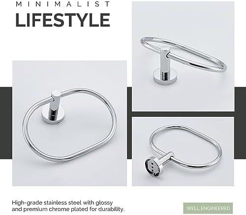Angle Simple Stainless Steel Towel Ring Chrome