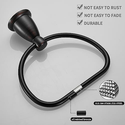 Compact Rust-Proof Bronze Towel Ring Durable Stylish Bathroom Kitchen Towel Holder