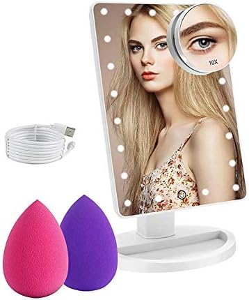 COSMIRROR Lighted Makeup Vanity Mirror with LED Lights Sponge