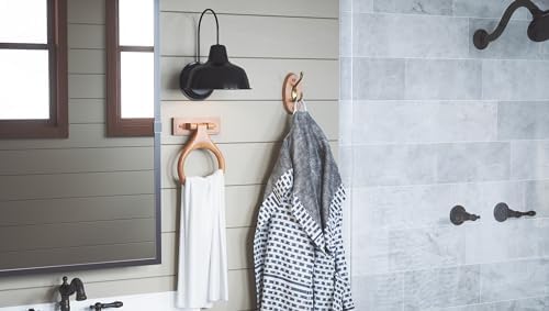 Sturdy Honey Oak Wall-Mounted Towel Ring