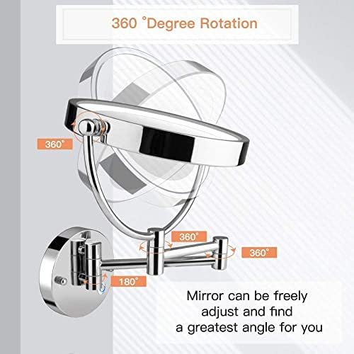 DEIHGE Wall-Mounted Shaving Mirror Double-Sided LED Folding with 10X Magnification