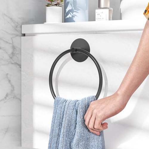 Matte Black Bathroom Towel Ring - Sturdy Durable Organization Solution for female