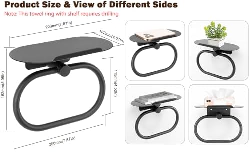Siyzda Hand Towel Ring with Shelf