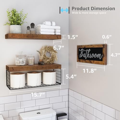 Bathroom Farmhouse Decor Set Floating Shelves Decor