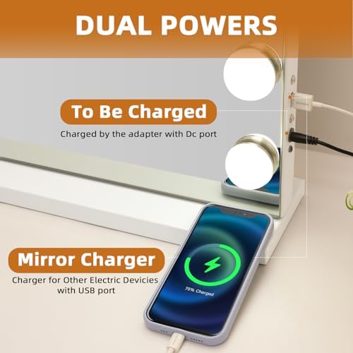 Misavanity Large Vanity Mirror with Lights and USB Port