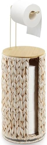 Graciadeco Standing Toilet Paper Storage Holder Beige 3 Rolls with Lid