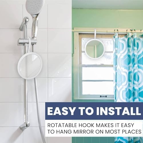 MirrorVana Round Fogless Shower Mirror with Swivel Hook
