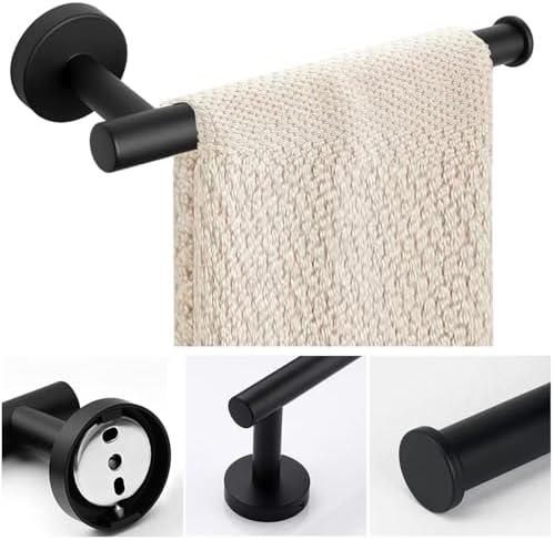Thick Stainless Steel Hand Towel Holder Modern Design Matte Black