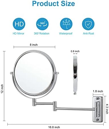Chrome 8 Double Sided Makeup Mirror with 10X Magnification