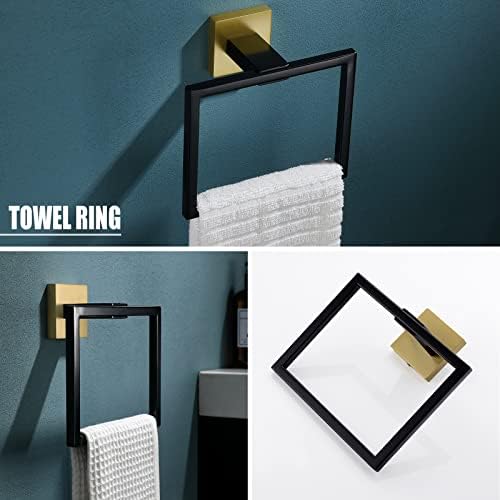 YACVCL 5-Piece Black and Gold Towel Bar Set