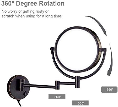 Wall-Mounted 8-Inch Makeup Mirror with LED Light and Extendable Arm
