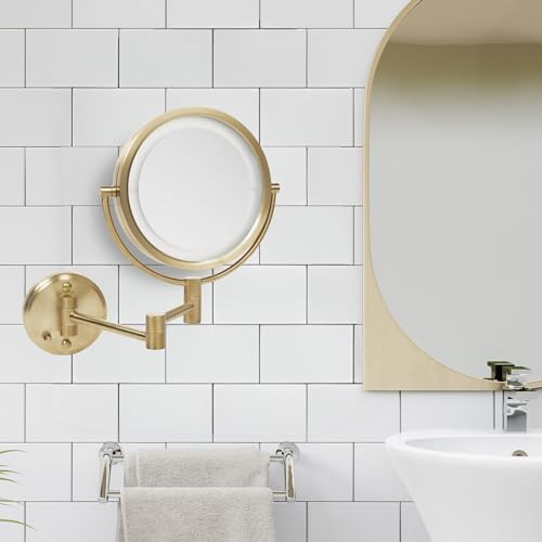 JERDON Wall-Mounted Makeup Mirror with Halogens
