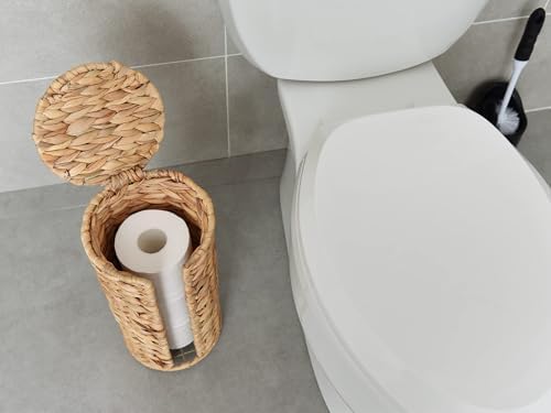 StorageWorks Water Hyacinth Toilet Paper Holder Stand - 3 Rolls