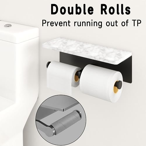 Double Toilet Paper Holder with Shelf for Bathroom