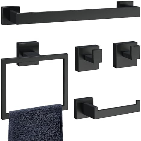 Perfect 5-Piece Bathroom Accessory Set With Matte Black Hawksown