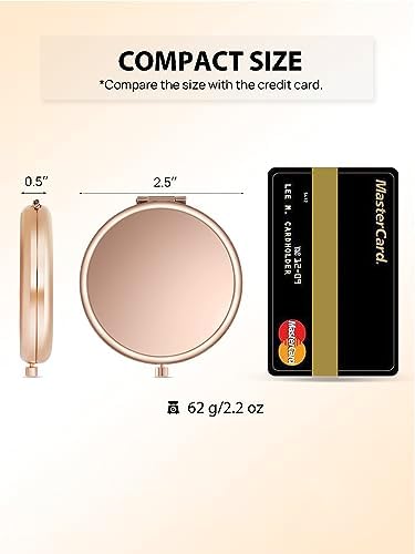 Getinbulk Compact Rose Gold Double-Sided Makeup Mirror 2X Magnifying
