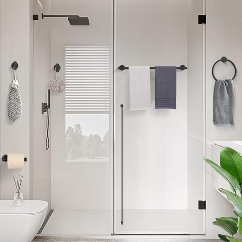 TURS Matte Black Bathroom Towel Bar Set