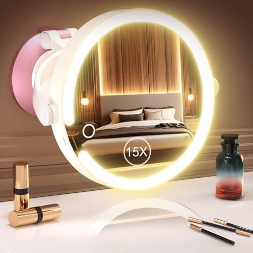 Magnifying Wall-Mounted Mirror with Suction Cup Rechargeable for Bathroom Travel