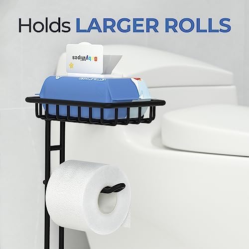 TreeLen Freestanding Toilet Paper Holder Multi-Storage Solution